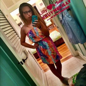 Lilly Pulitzer Strapless Dress in Electric Feel
